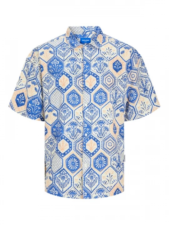 Foto van product JACK & JONES Overhemd 'JORNoto' camel / blauw / offwhite