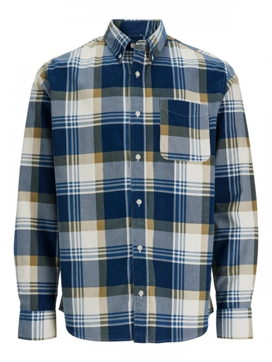 Foto van product JACK & JONES Overhemd 'JPRBLUBrook' navy / bruin / offwhite