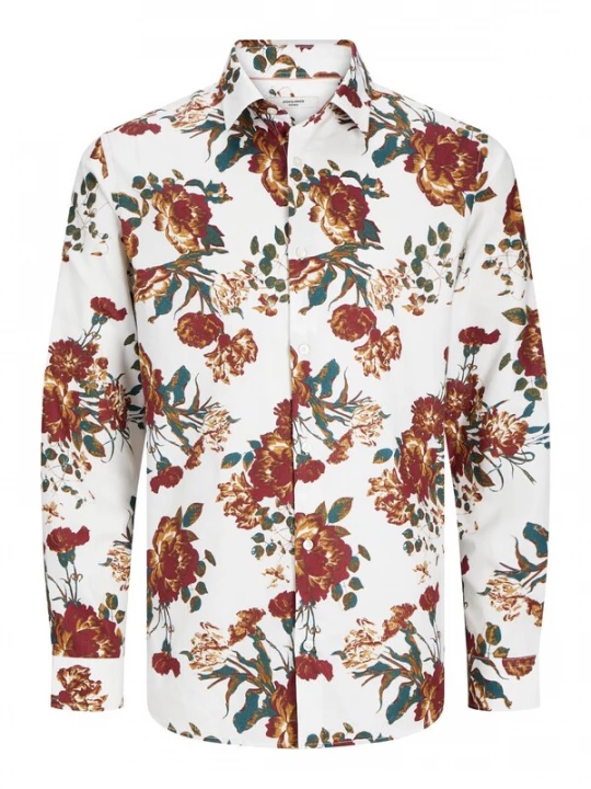 Foto van product JACK & JONES Overhemd 'JPRNordic Flores' sepia / smaragd / wijnrood / wit