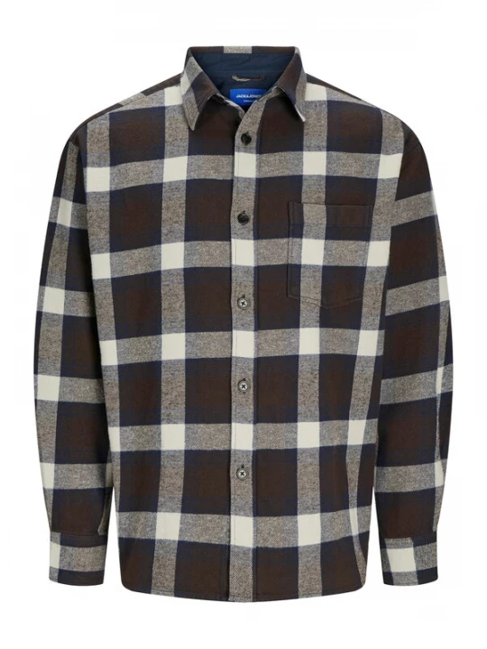 Foto van product JACK & JONES Overhemd 'JWHFREDERIKSBERG' ecru / marine / chocoladebruin