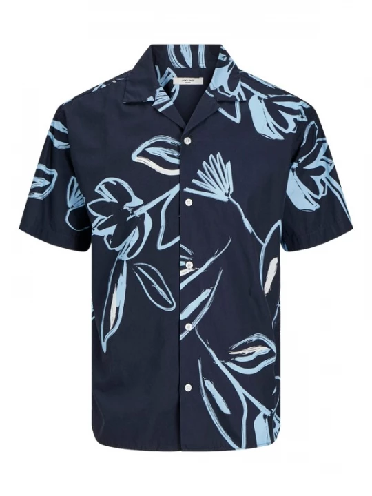 Foto van product JACK & JONES Overhemd 'Palma Resort' marine / lichtblauw / wit