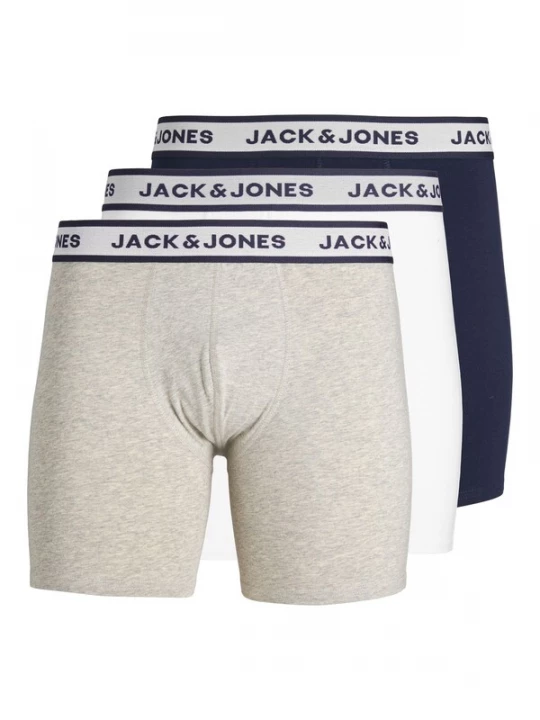 Foto van product Jack & Jones Plus Boxershorts 'JACSolid' navy / grijs gemêleerd / wit