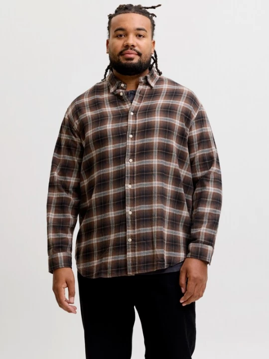 Foto van product Jack & Jones Plus Overhemd 'JJEFIELD' bruin / zwart / wit