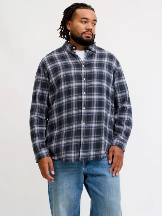 Foto van product Jack & Jones Plus Overhemd 'JJEFIELD' nachtblauw / enziaan / wit