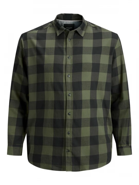 Foto van product Jack & Jones Plus Overhemd 'JJEGINGHAM' grijs / donkergroen
