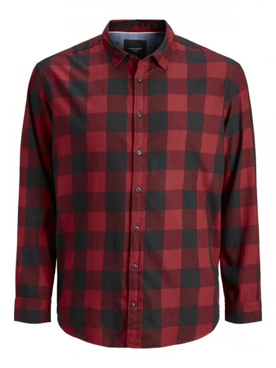 Foto van product Jack & Jones Plus Overhemd 'JJEGINGHAM' ' rood / zwart