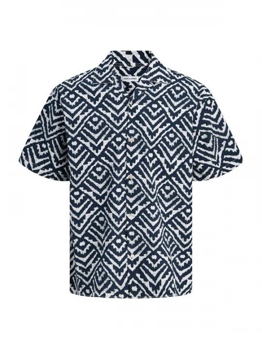Foto van product Jack & Jones Plus Overhemd 'JJMILO' nachtblauw / wit