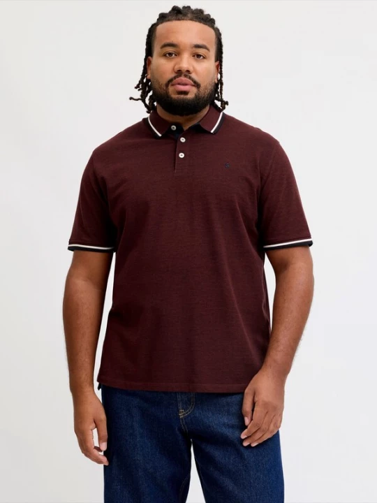 Foto van product Jack & Jones Plus Shirt 'JJEPAULOS' navy / wijnrood / wit