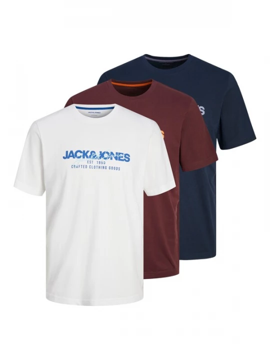 Foto van product JACK & JONES Shirt 'ALVIS' navy / lichtoranje / wijnrood / wit