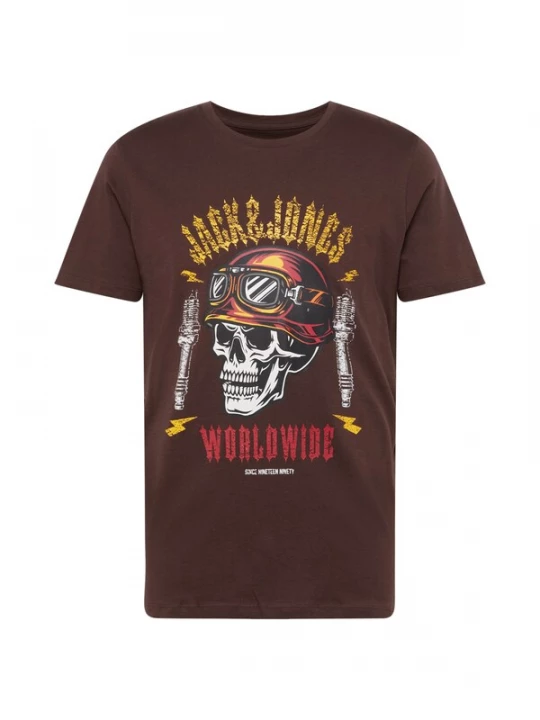 Foto van product JACK & JONES Shirt 'Captain' chocoladebruin / geel / lichtgrijs / bloedrood