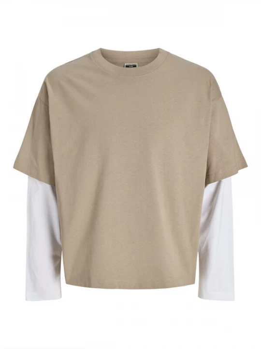 Foto van product JACK & JONES Shirt 'JCOBIARRITZ' lichtbruin / wit
