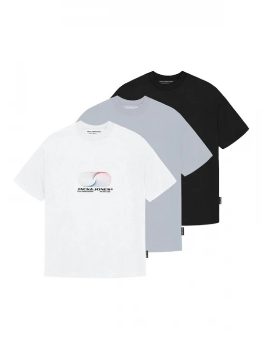 Foto van product JACK & JONES Shirt 'JCOCalma' grijs / zwart / wit