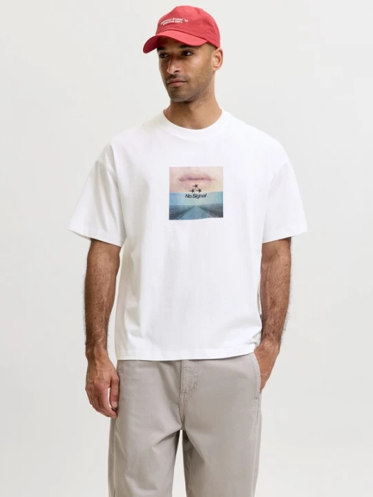 Foto van product JACK & JONES Shirt 'JCOECHO' taupe / lichtblauw / zwart / wit