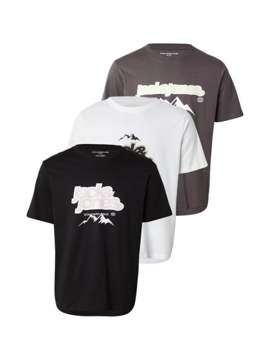 Foto van product JACK & JONES Shirt 'JCOFLARE' donkergrijs / zwart / wit