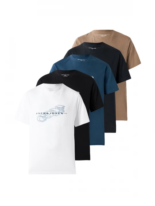 Foto van product JACK & JONES Shirt 'JCOFUSION' navy / taupe / zwart / wit