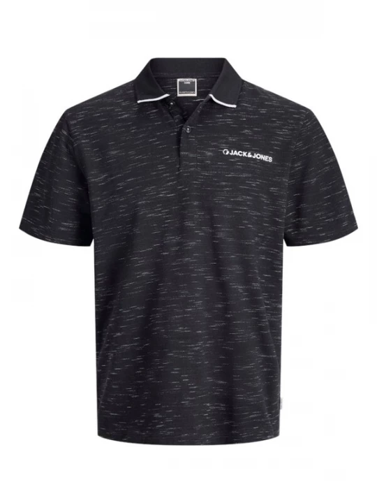 Foto van product JACK & JONES Shirt 'JCOLogan Inject' zwart gemêleerd / wit