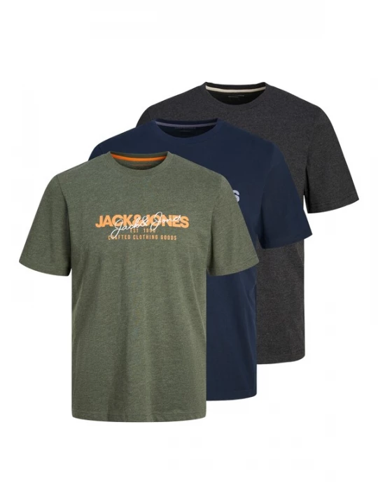 Foto van product JACK & JONES Shirt 'JJAlvis' navy / donkergrijs / groen gemêleerd / oranje