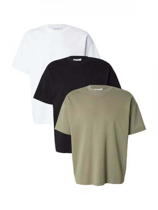 Foto van product JACK & JONES Shirt 'JJEBARRON' olijfgroen / zwart / wit
