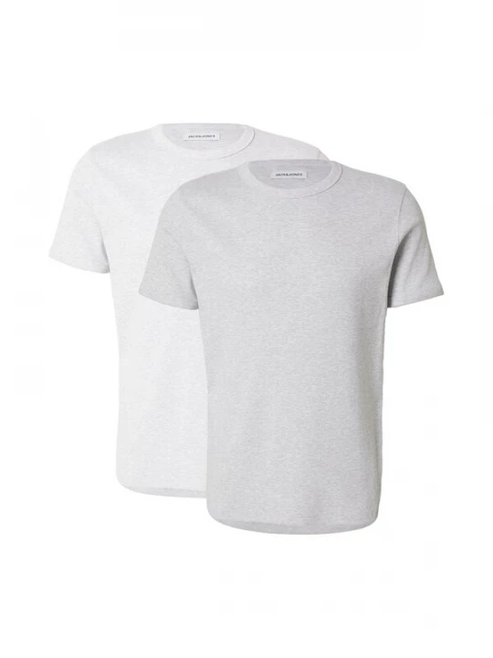 Foto van product JACK & JONES Shirt 'JJEORGANIC' grijs gemêleerd / wit gemêleerd
