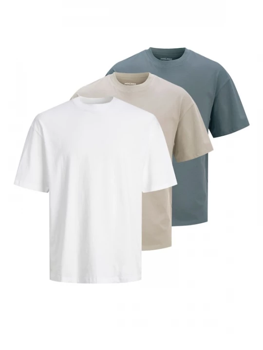 Foto van product JACK & JONES Shirt 'JJHugo' beige / basaltgrijs / wit