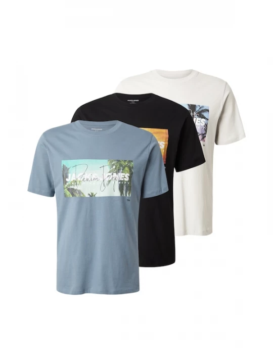 Foto van product JACK & JONES Shirt 'JJINDIANA' duifblauw / zwart / wit