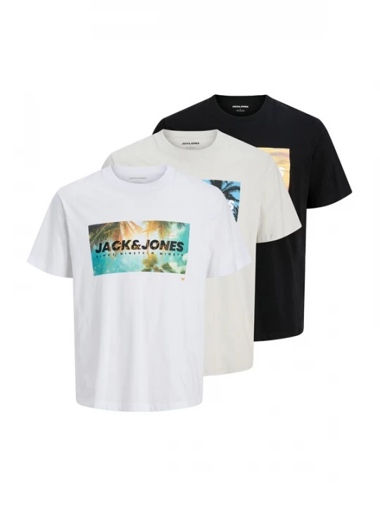 Foto van product JACK & JONES Shirt 'JJINDIANA' lichtgrijs / zwart / wit