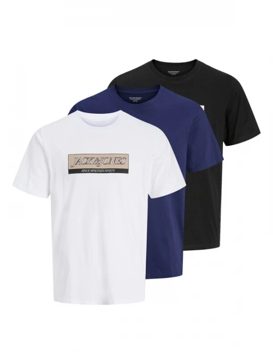 Foto van product JACK & JONES Shirt 'JJInwood' beige / donkerblauw / zwart / wit