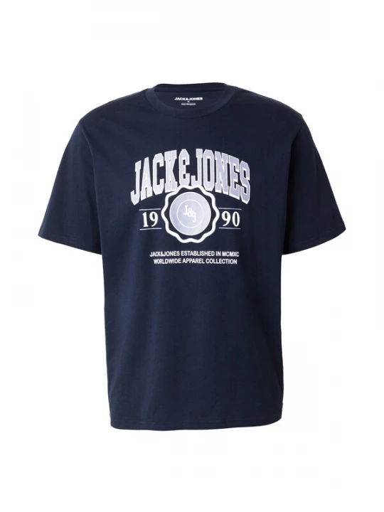 Foto van product JACK & JONES Shirt 'JJMAKO' donkerblauw / grijs / wit