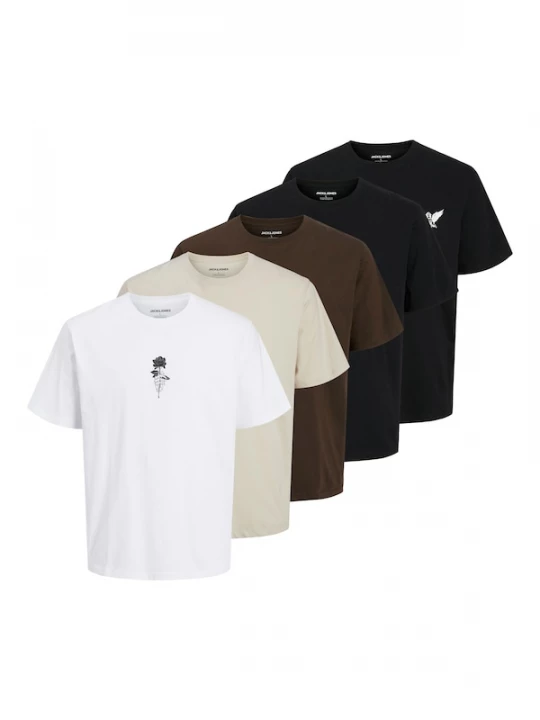 Foto van product JACK & JONES Shirt 'JJWOLFIE' taupe / chocoladebruin / zwart / wit