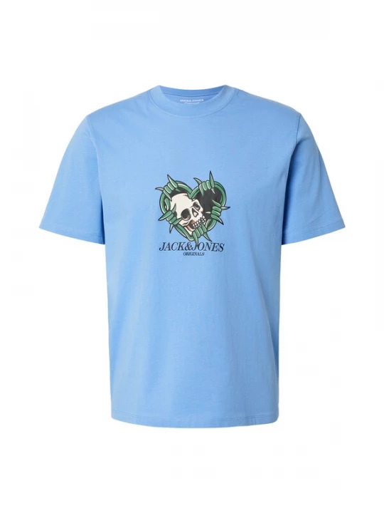 Foto van product JACK & JONES Shirt 'JORCATSKILLS SKULL' marine / lichtblauw / groen