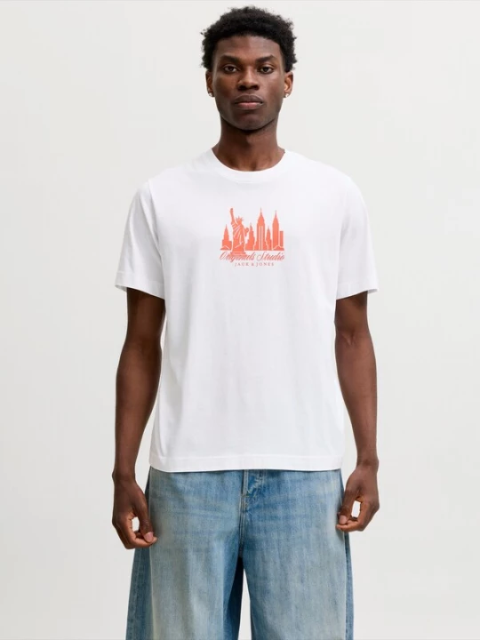 Foto van product JACK & JONES Shirt 'JORNORREBRO' koraal / wit