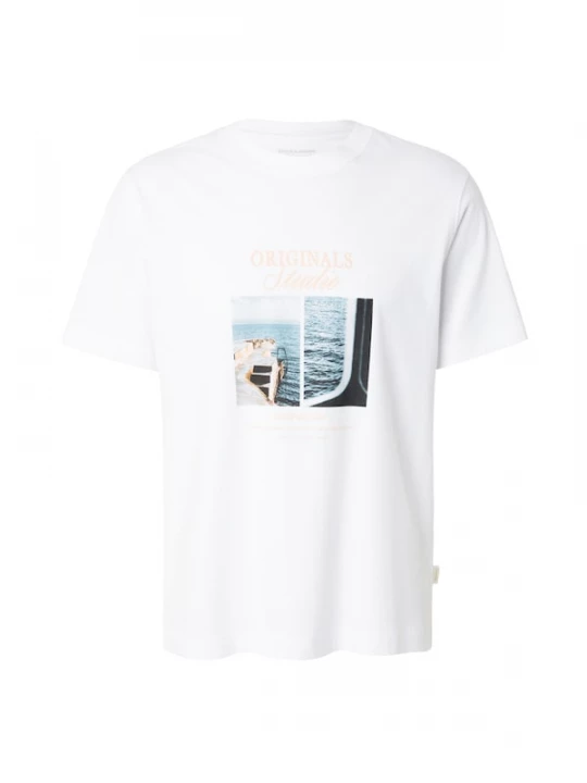 Foto van product JACK & JONES Shirt 'JORNORREBRO' marine / lichtblauw / abrikoos / wit