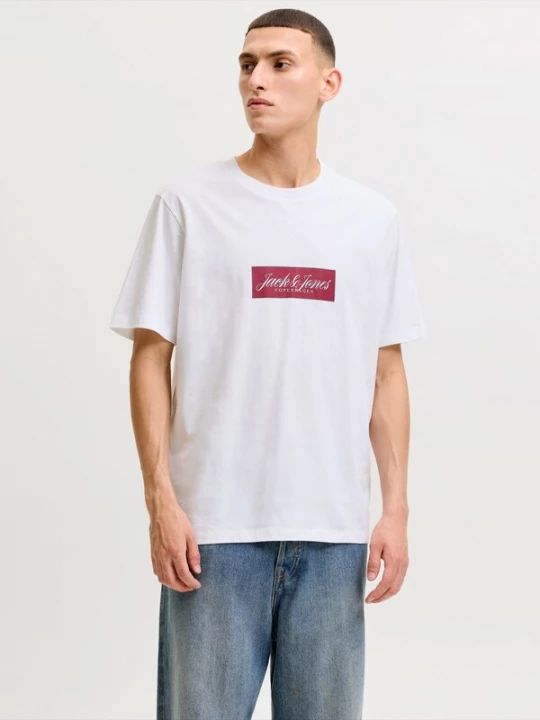 Foto van product JACK & JONES Shirt 'JORNORREBRO' robijnrood / wit