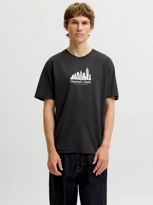 Foto van product JACK & JONES Shirt 'JORNORREBRO SKYLINE' zwart / wit