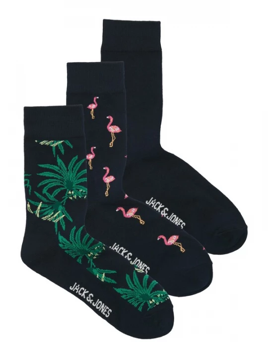 Foto van product JACK & JONES Sokken 'JACFLAMINGO' donkerblauw / donkergroen / rosa / wit
