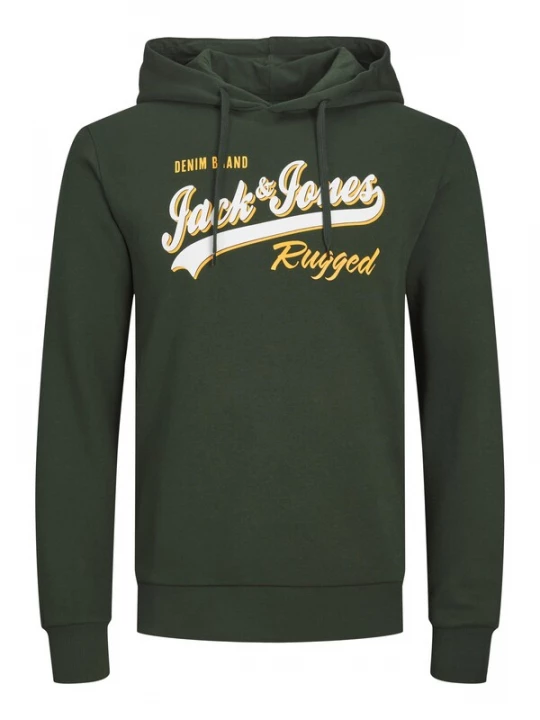 Foto van product JACK & JONES Sweatshirt donkergroen / lichtoranje / wit