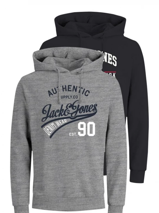 Foto van product JACK & JONES Sweatshirt 'Ethan' nachtblauw / grijs gemêleerd / rood / wit