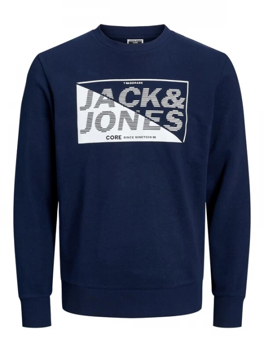 Foto van product JACK & JONES Sweatshirt 'JCONight' donkerblauw / wit