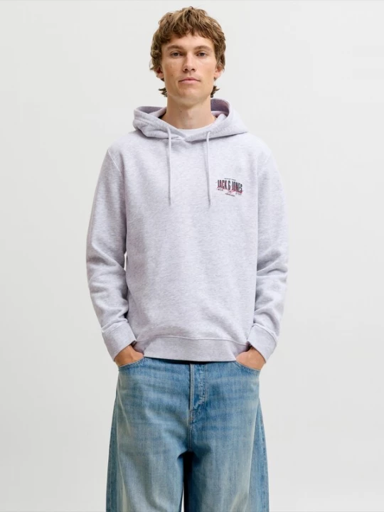 Foto van product JACK & JONES Sweatshirt 'JJAERO' lichtgrijs / rood / zwart