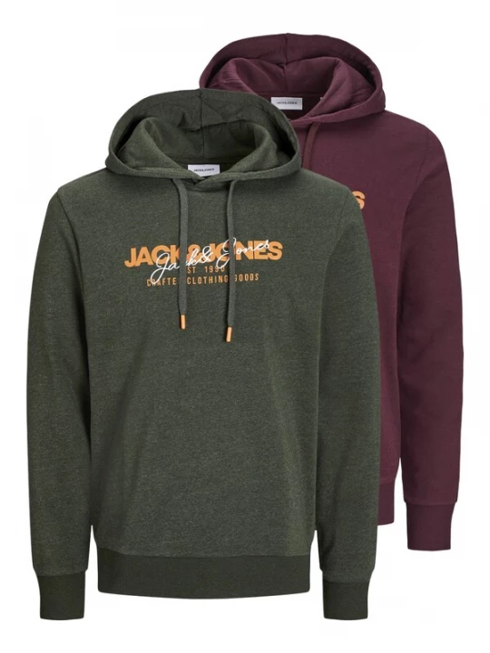 Foto van product JACK & JONES Sweatshirt 'JJAlvis' groen gemêleerd / donkeroranje / wijnrood / wit