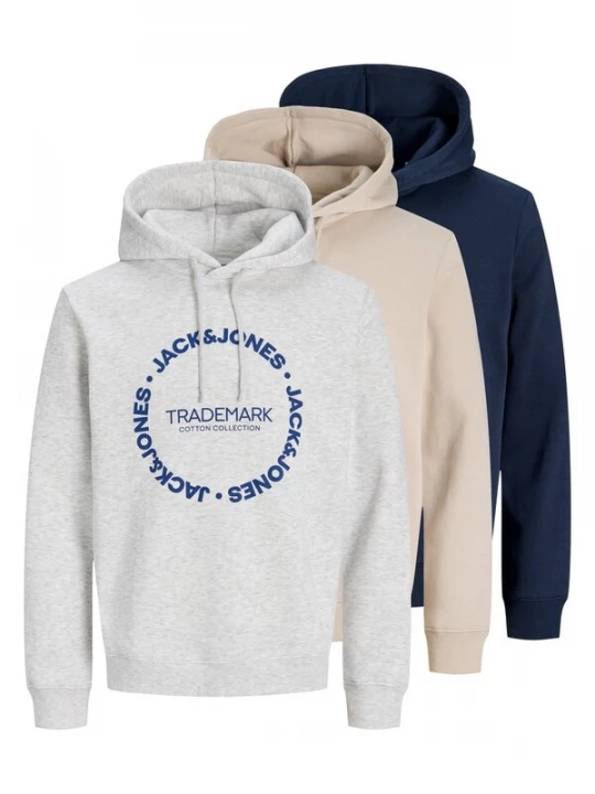 Foto van product JACK & JONES Sweatshirt 'JJBENSON' beige / navy / zwart / wit gemêleerd
