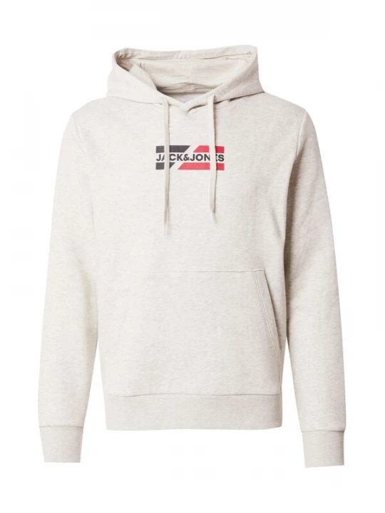 Foto van product JACK & JONES Sweatshirt 'JJECorp' beige gemêleerd / knalrood / zwart