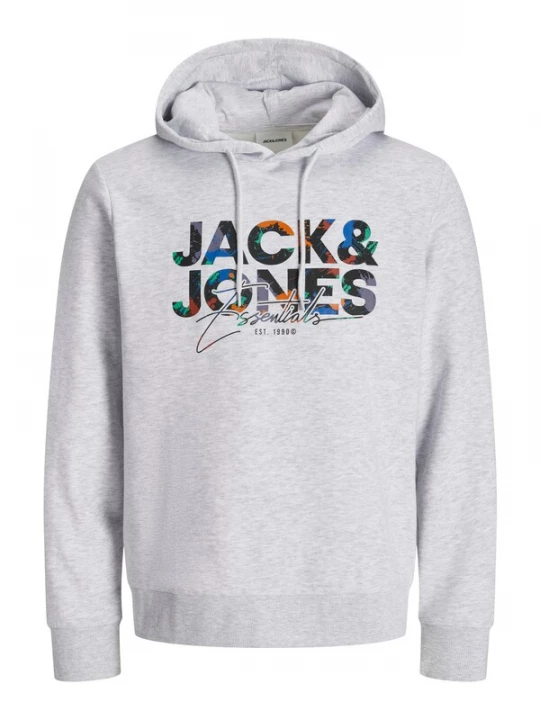 Foto van product JACK & JONES Sweatshirt 'JJGeplas' donkerblauw / donkergrijs / kreeft / wit gemêleerd
