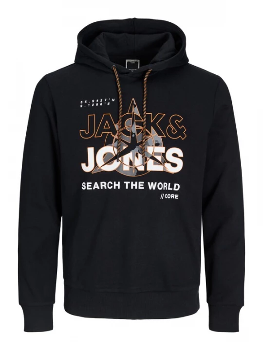 Foto van product JACK & JONES Sweatshirt 'JJHunt' grijs / oranje / zwart / wit
