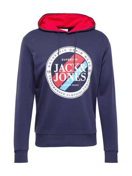 Foto van product JACK & JONES Sweatshirt 'JJLoof' navy / lichtblauw / rood / wit
