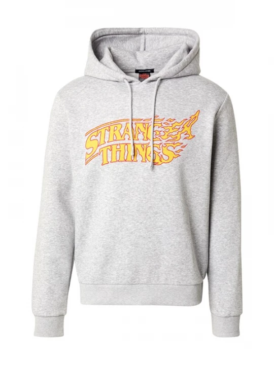 Foto van product JACK & JONES Sweatshirt 'JORStranger Things' donkergeel / grijs gemêleerd / bloedrood / zwart