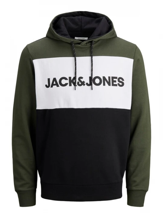 Foto van product JACK & JONES Sweatshirt olijfgroen / zwart / wit