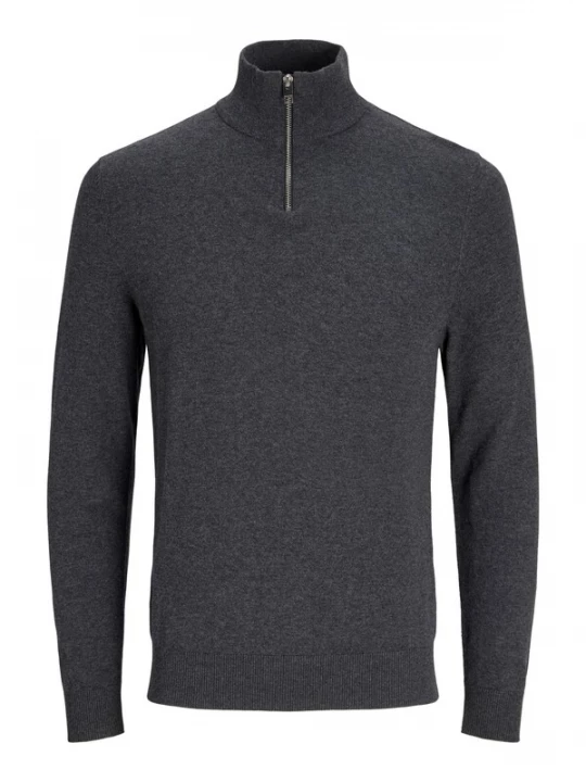 Foto van product JACK & JONES Trui 'JJEEMIL KNIT HALF ZIP' donkergrijs