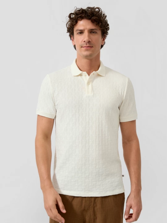 Foto van product Jacquard polo met zijsplitten s.Oliver crème
