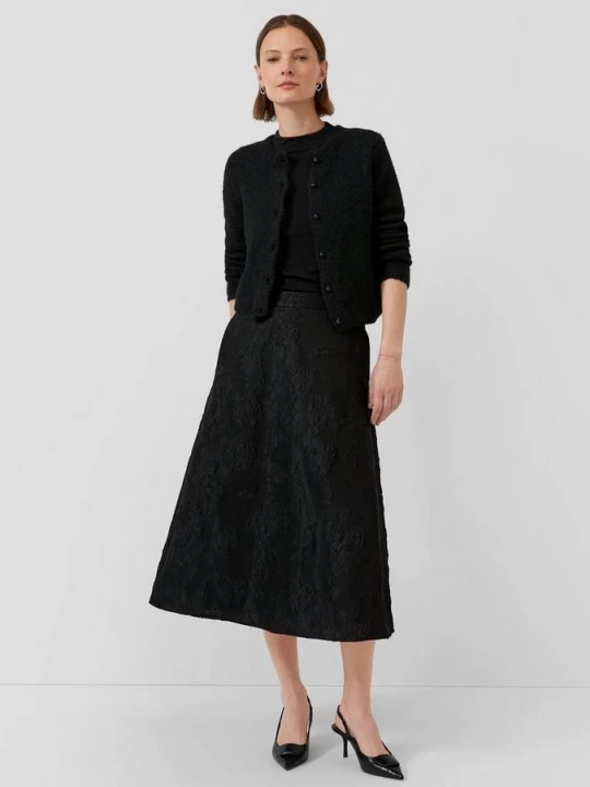 Foto van product Jacquard rok met hoge tailleband en blinde ritssluiting s.Oliver zwart